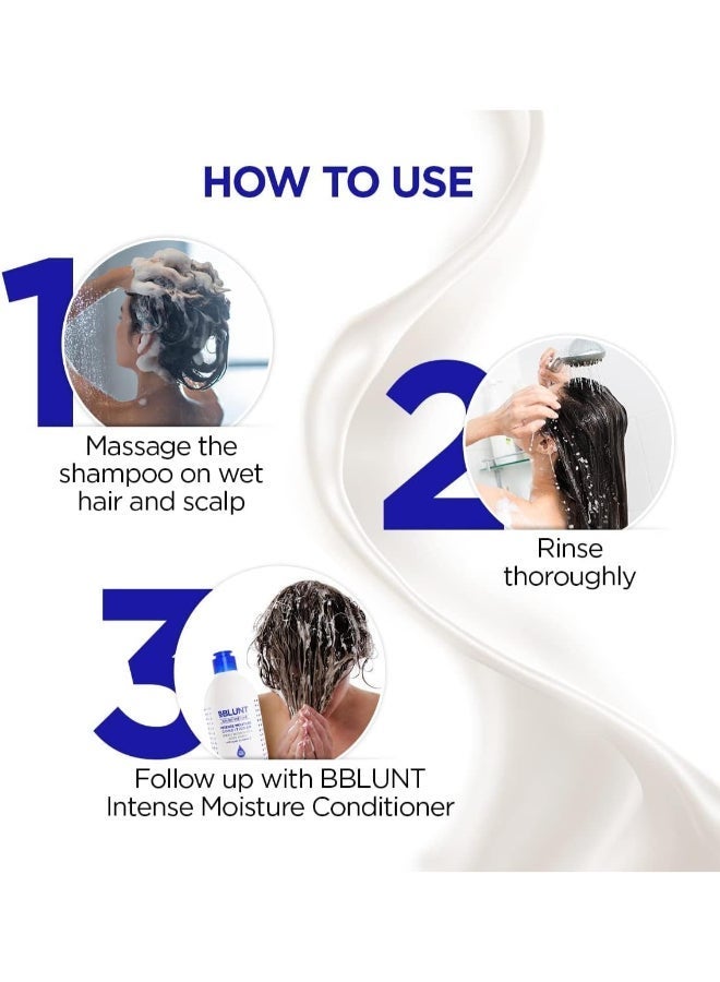 BBLUNT Intense Moisture Shampoo with Jojoba and Vitamin E for Dry & Frizzy Hair - 300 ml